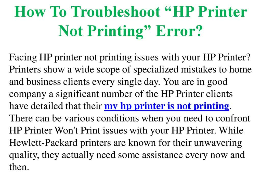 How To Troubleshoot “HP Printer Not Printing” Error?