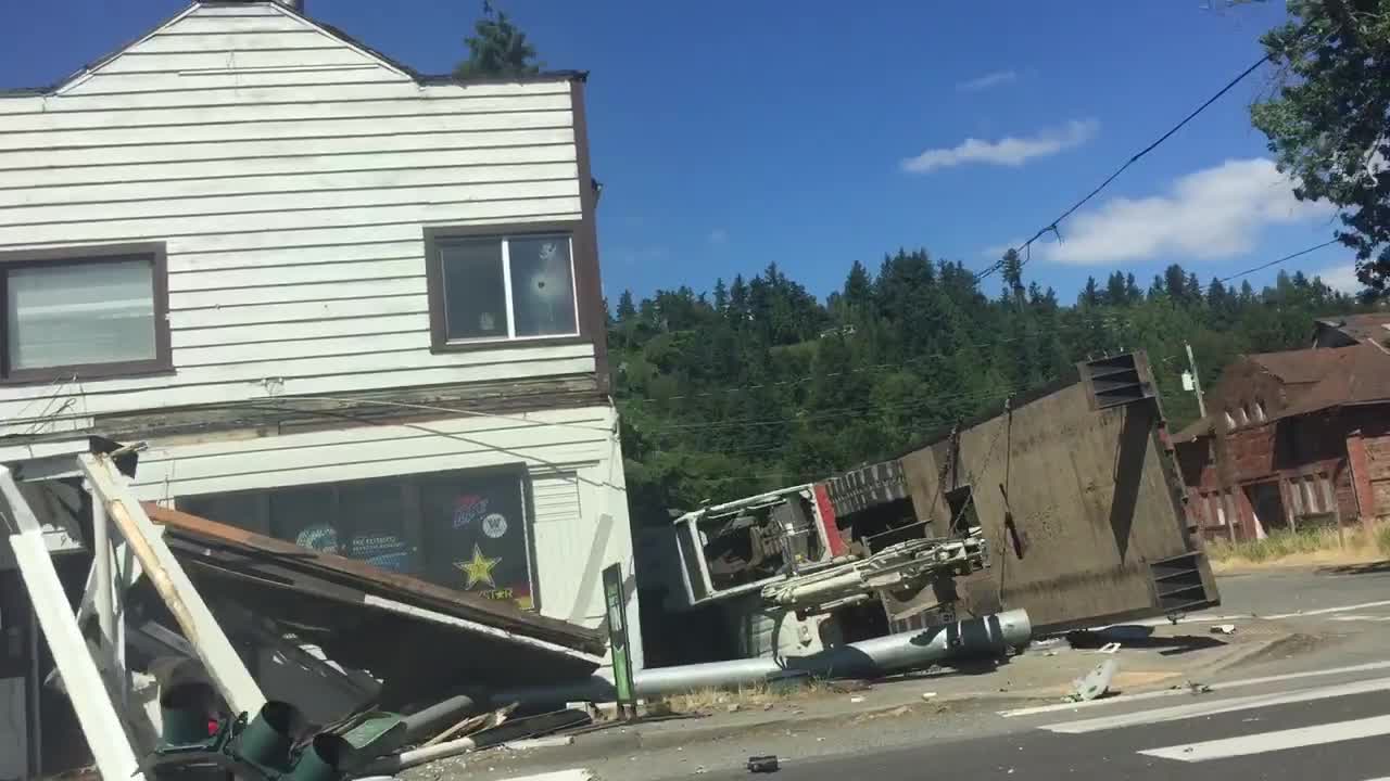 Store Front Demolished by Dump Truck