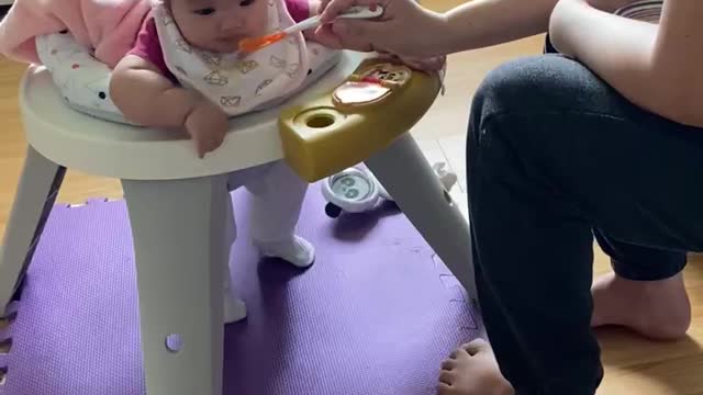 Baby eating first time