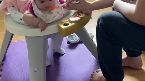 Baby eating first time