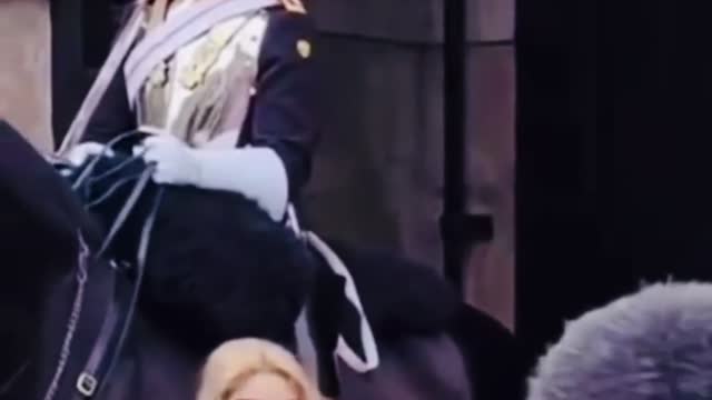 Royal Guard yells at women for touch horse