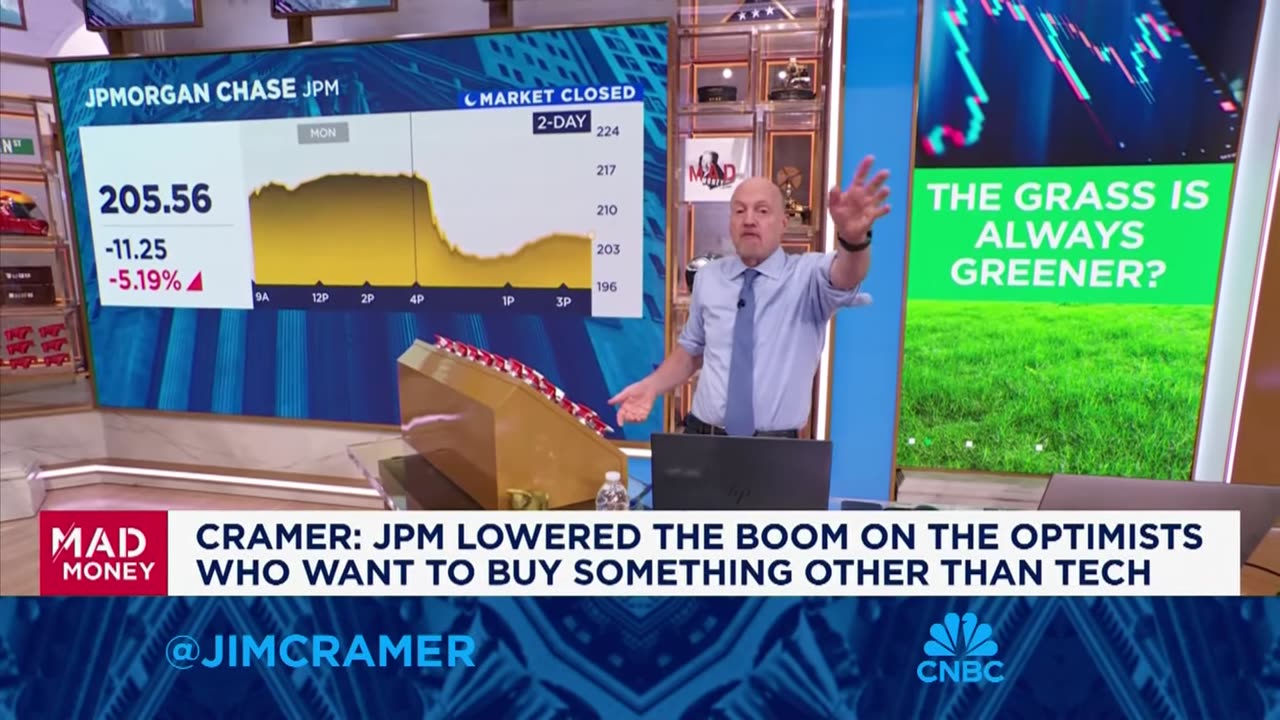 JPM lowered the boom on optimists who want to buy something other than tech, says Jim Cramer