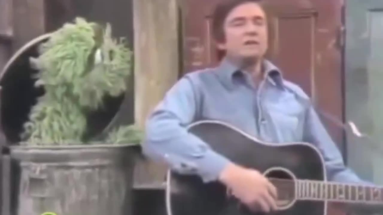 Johnny Cash & Oscar The Grouch "Nasty Dan" on Sesame Street in 1973