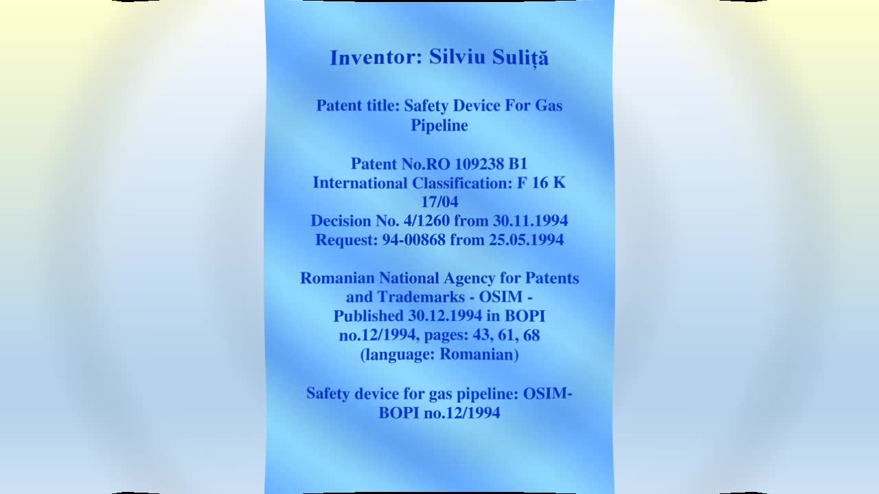 patent 001 Safety Device For Gas Pipeline