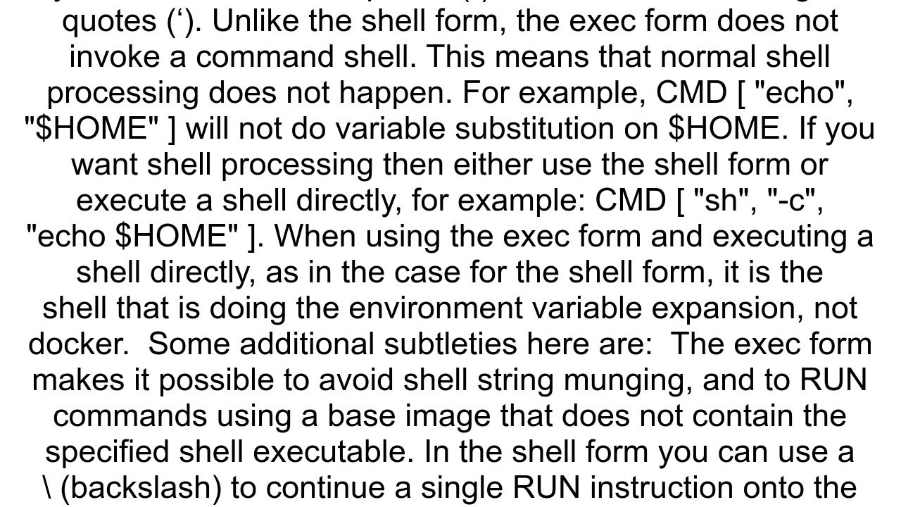 Differences Between Dockerfile Instructions in Shell and Exec Form