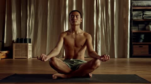 Healthy Man Doing Meditation