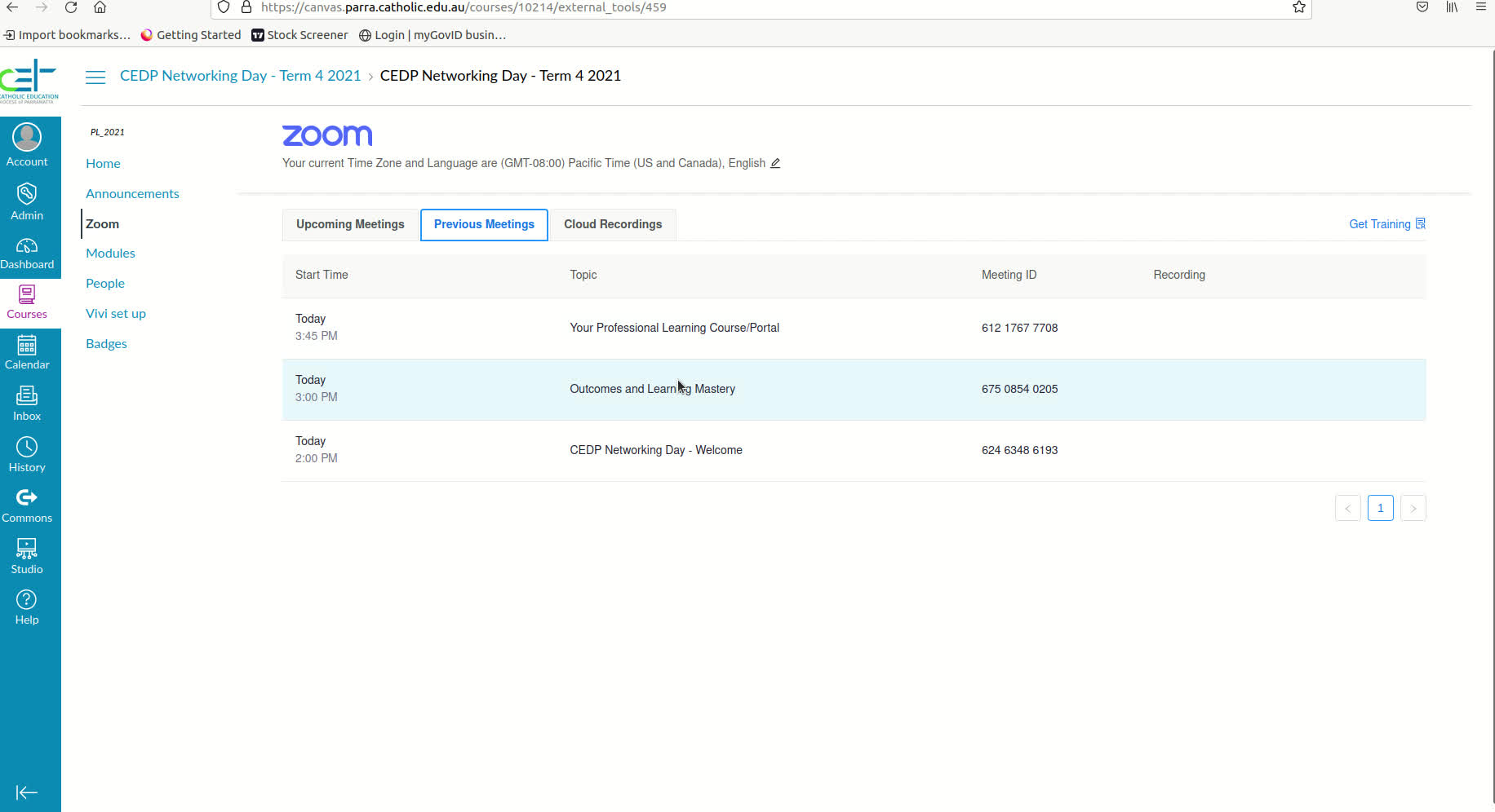 Zoom links not working Canvas Admin Day