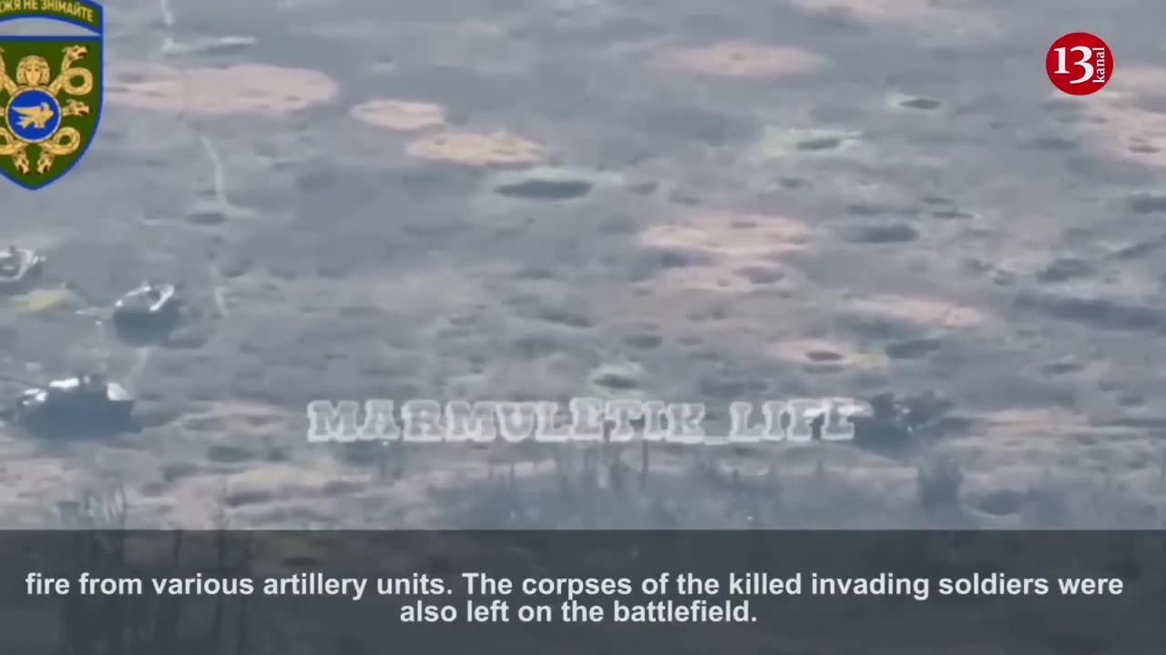 A drone shows the remnants of Russian equipments shot down in the Avdiivka steppes