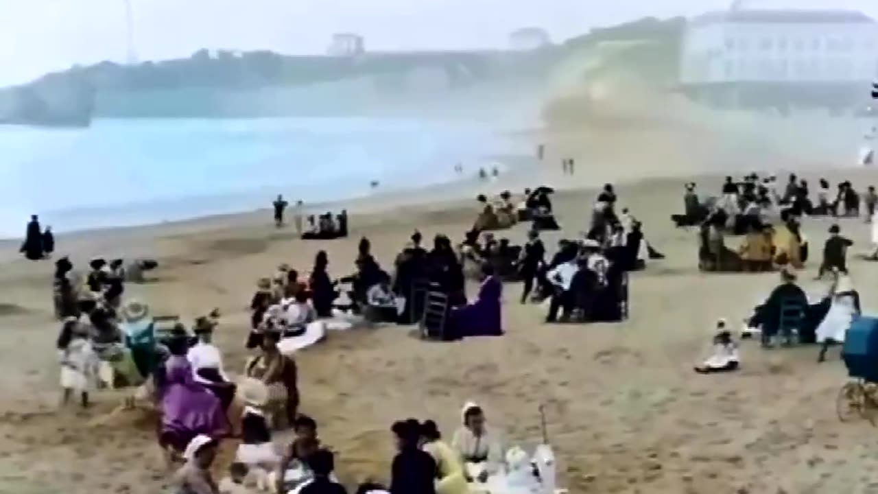 A day at the beach in Biarritz, France, 1901