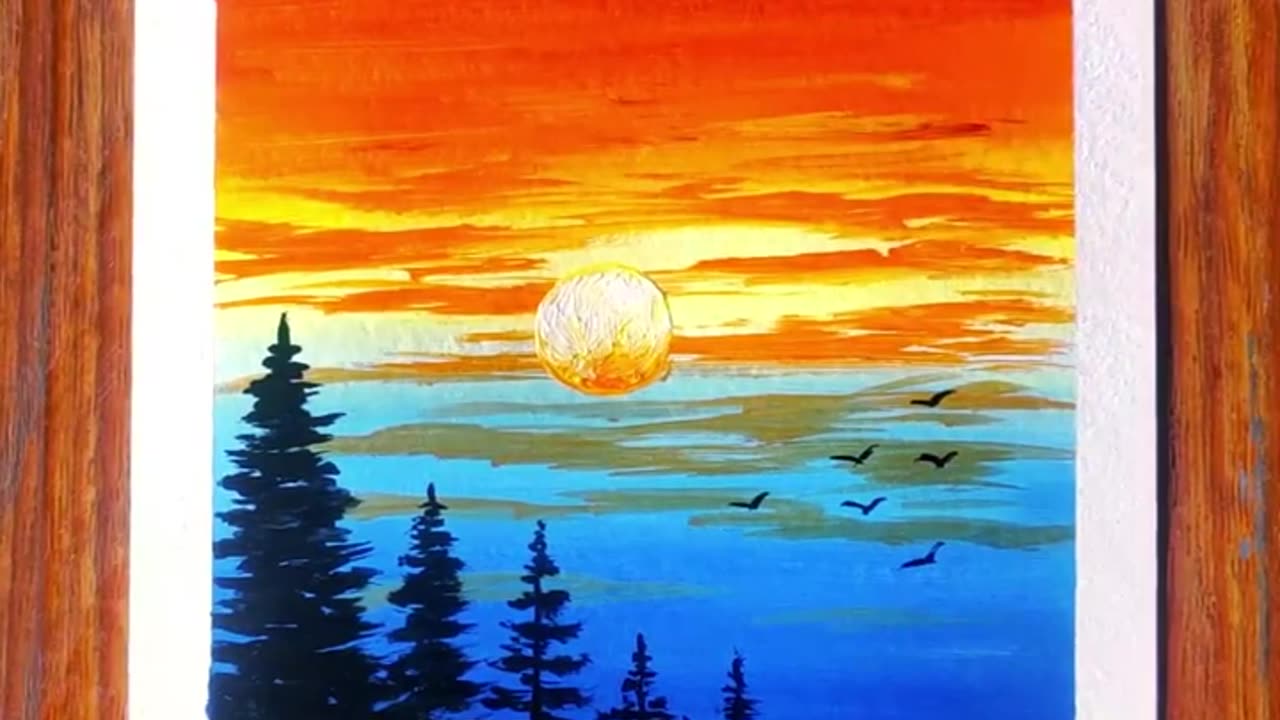 Sunset easy painting for beginners _ acrylic painting #shorts (1)