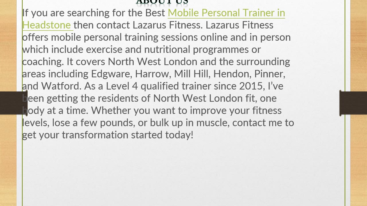 Mobile Personal Trainer in Headstone