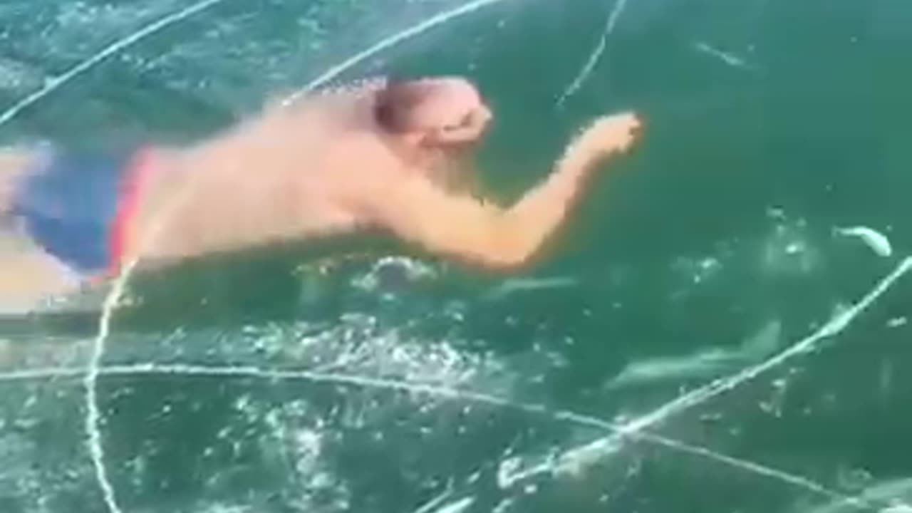 Snow water swimming goes wrong