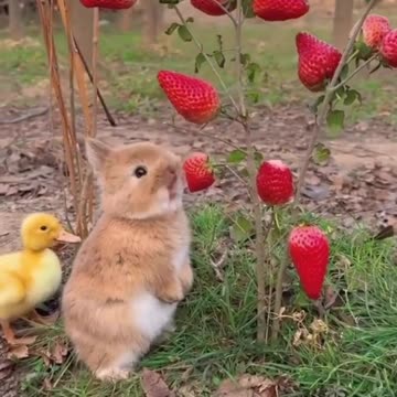 Cute Rabbit and Duck 🦆 beautiful moment |Funny animal videos| try not to laugh