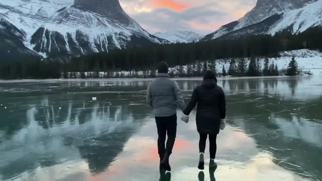 Walking in a frozen paradise 🏔 As we walked across the ice, we could see fish swimming below us📷