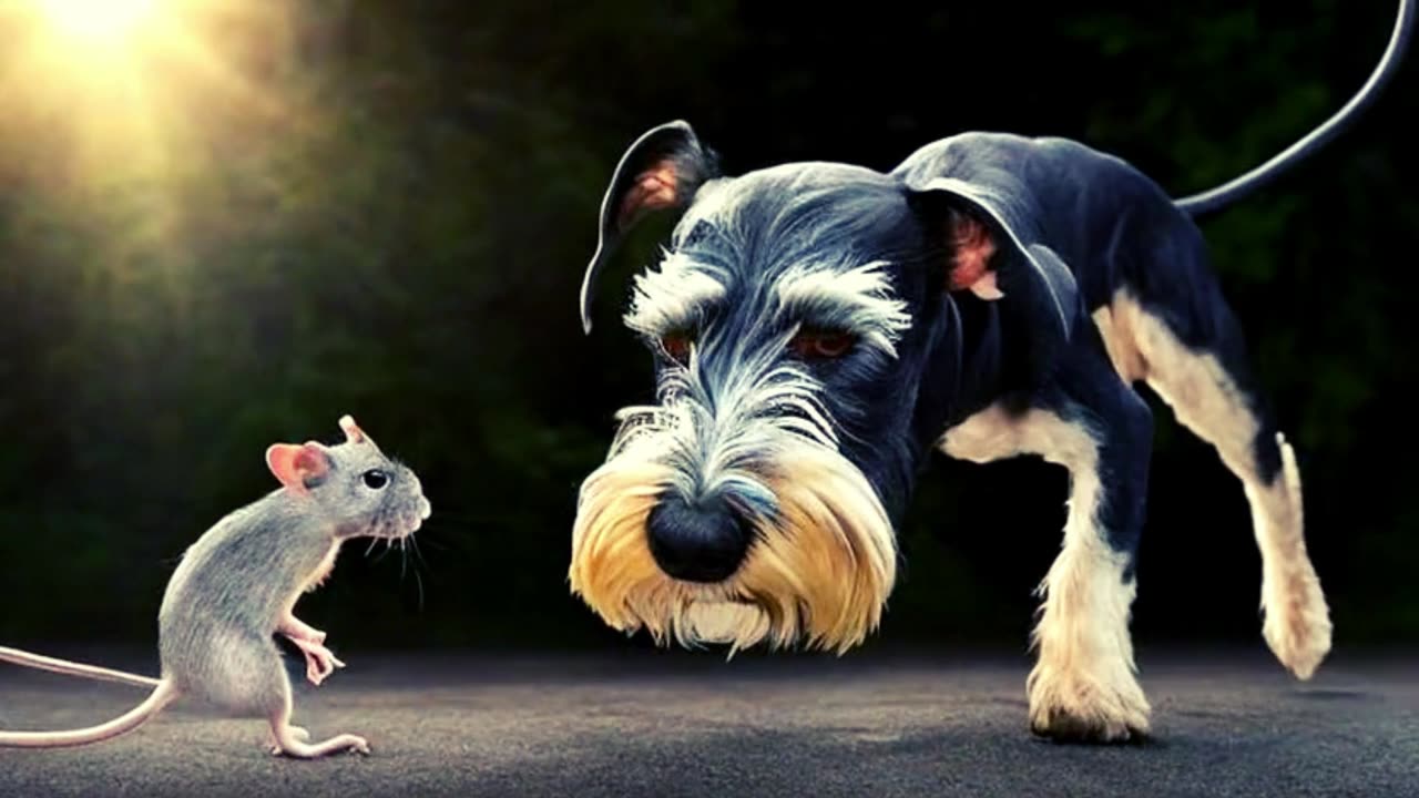 a schnauzer puppy hunting rats