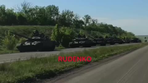 Russian armored column moving through Donbas