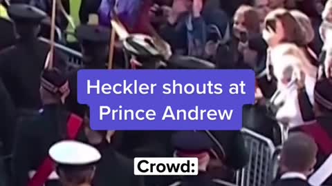 Heckler shouts atPrince Andrew