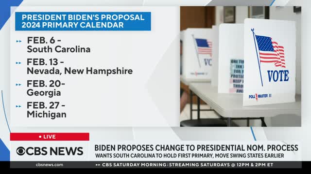 Biden proposes changes to 2024 presidential primary calendar