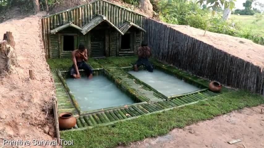 Build house under the wood roots and two swimming pool