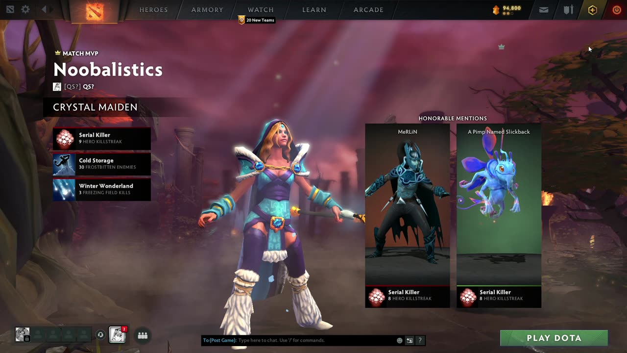 Dota 2 - Crystal Maiden. Immortal Godlike. 17 October 2023 Tuesday