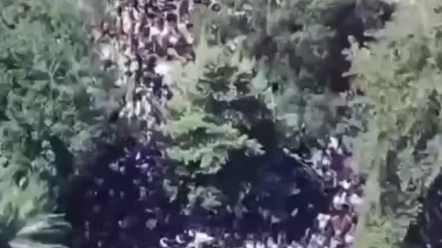 Melbourne, Australia: Drone footage of vaccine passport/lockdown protest Nov. 27, 2021