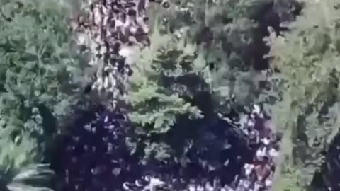 Melbourne, Australia: Drone footage of vaccine passport/lockdown protest Nov. 27, 2021