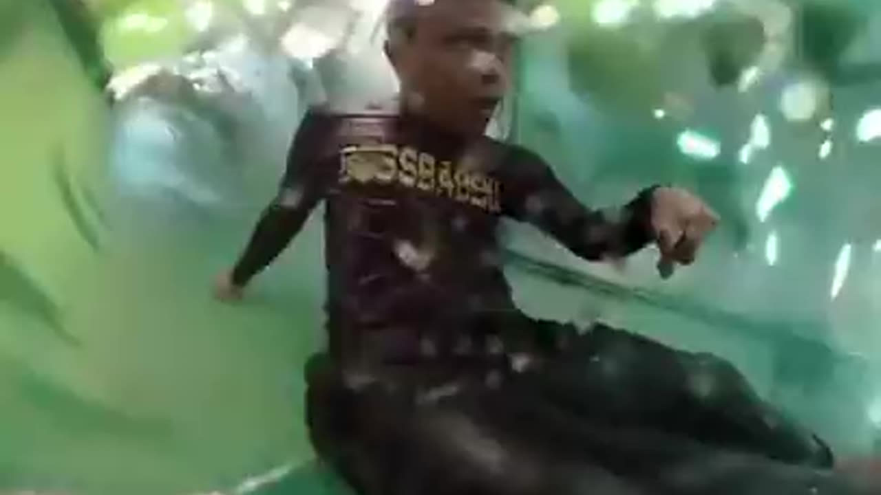 Imaging your struck during on a water slide