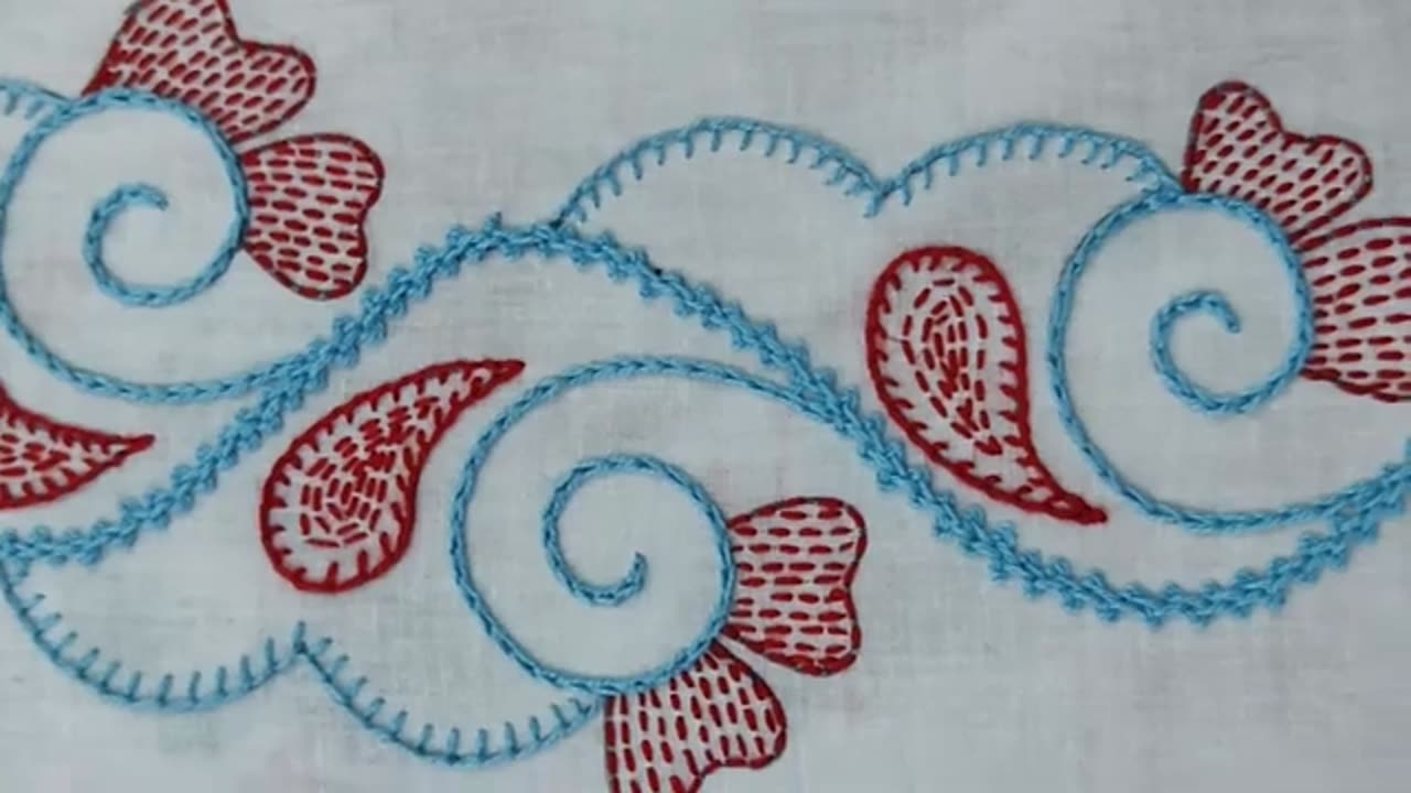 New design border line hand embroidery tutorialবর্ডার লাইন ডিজাইন সেলাই,Bordado à na linha da borda