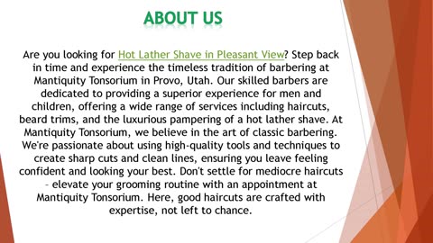 Are you looking for Hot Lather Shave in Pleasant View?