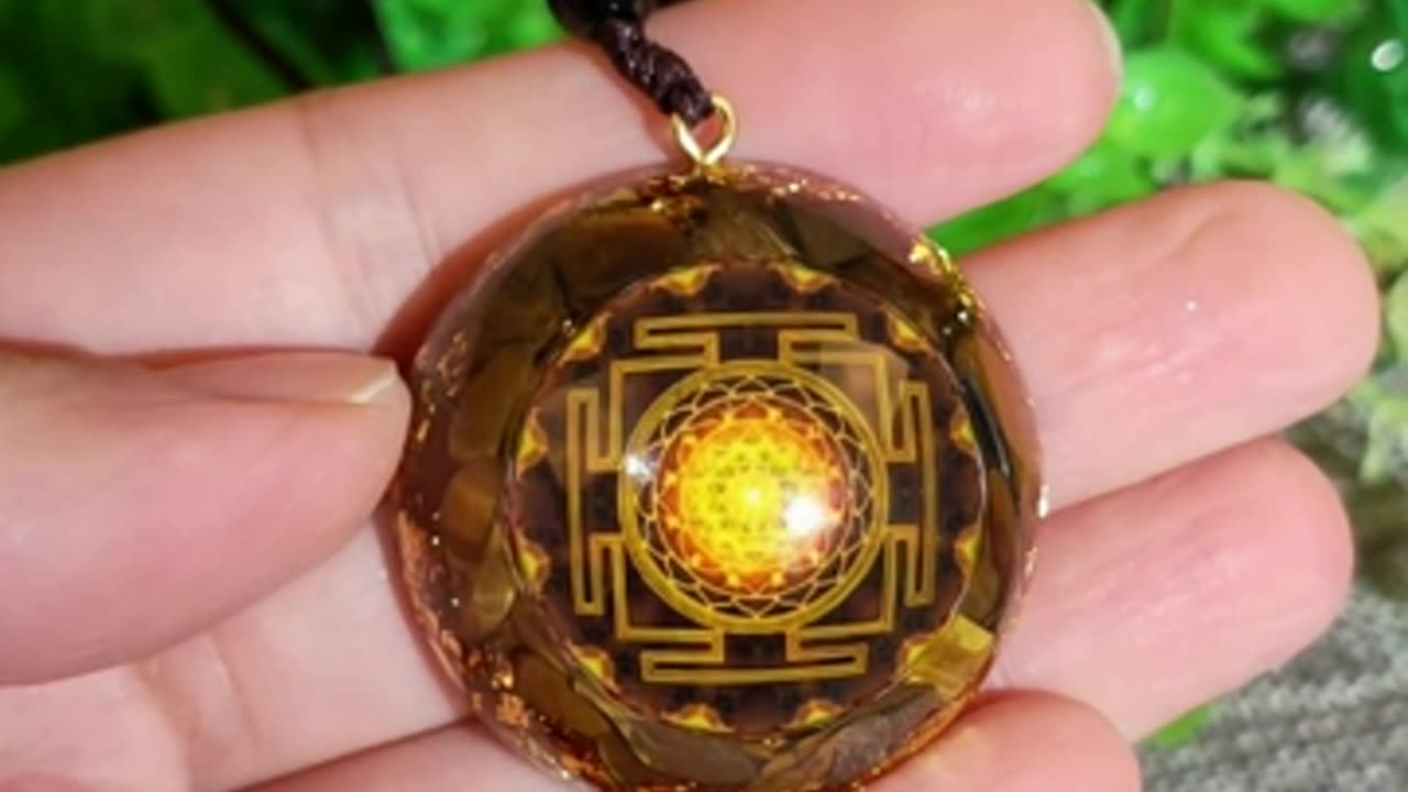 Pendant Tiger Eye Necklace Sri Yantra Necklace Sacred Geometry Energy Healing Yoga Jewelry