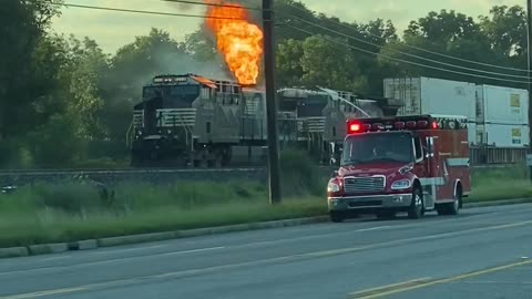 Train Engine Catches Fire