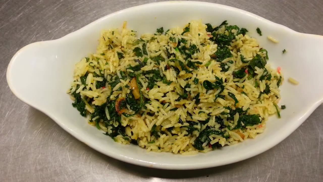 spinach rice saag rice British Indian Restaurant Cooking basmati white rice