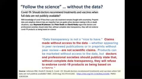 Vaccine Injured (23 of 28) Peter Doshi, BMJ, PhD "What's under the hood at Pfizer is not science - it's business... without data, it's not science."