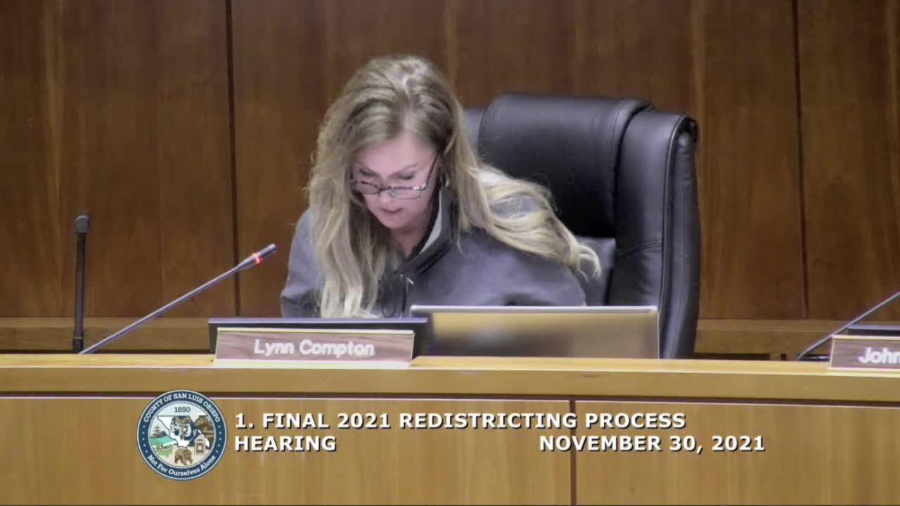 Redistricting Hearing 4, Nov 30, 2021 Supervisor's Deliberation on Final Map