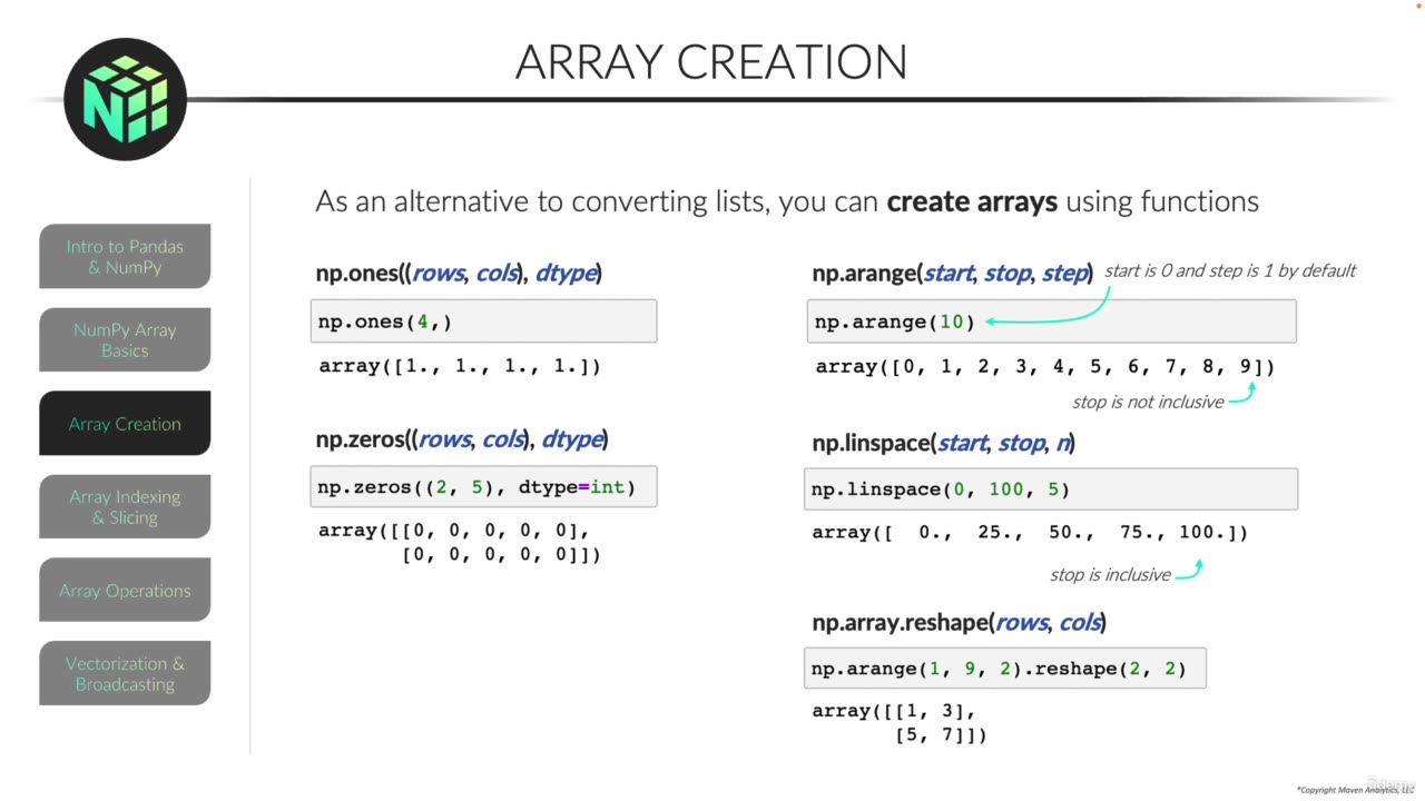 Array Creation video 5