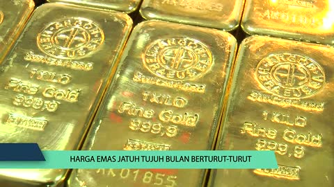 Harga Emas Jatuh Tujuh Bulan Berturut-Turut