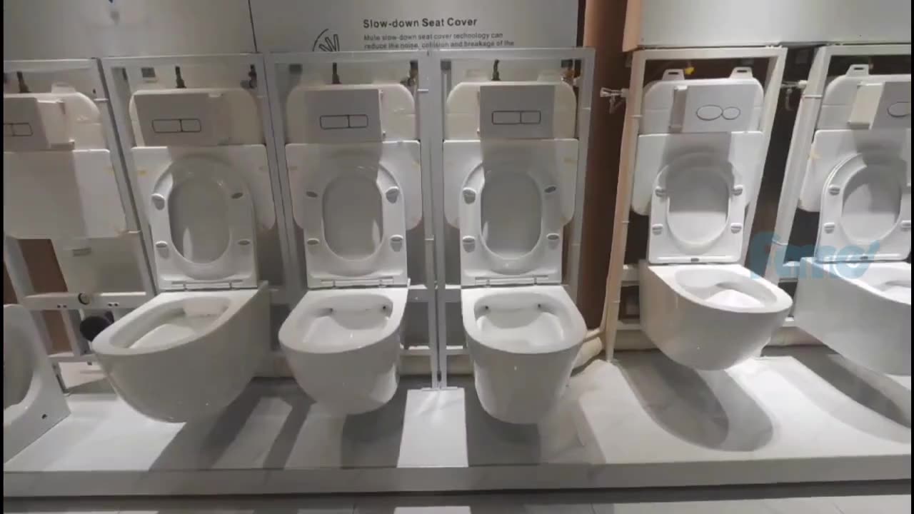 Good quality, affordable, popular wall mounted toilet in matte black and white colour