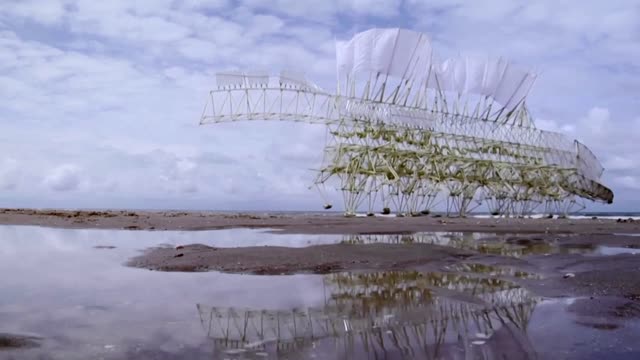 Self-propelled 'Beach beasts' displayed in The Hague