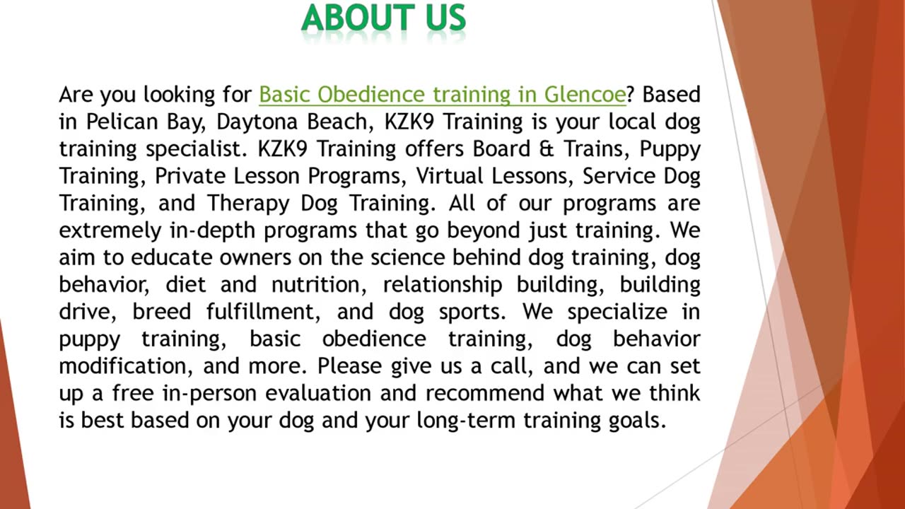 Are you looking for Basic Obedience training in Glencoe?