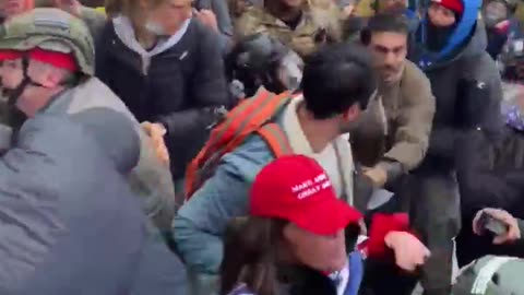 TRUMP SUPPORTERS attempting to stop people from breaking windows at the Capitol