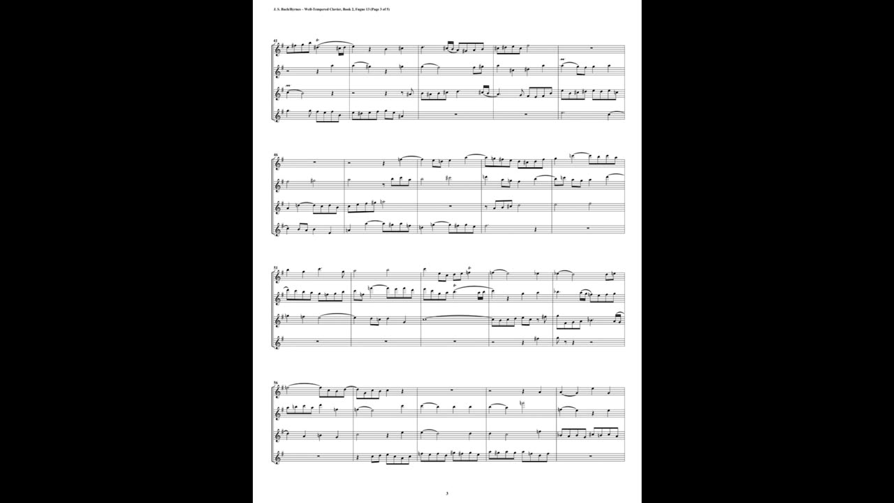 J.S. Bach - Well-Tempered Clavier: Part 2 - Fugue 13 (Flute Quartet)