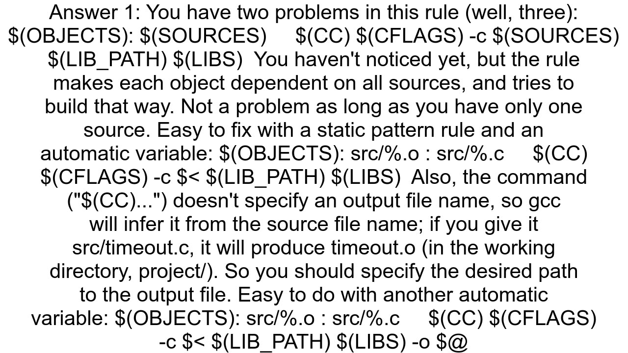 Getting make to create object files in a specific directory