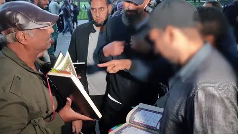 Muslims Meltdown_ Different Arabic Qurans with different Arabic words on display