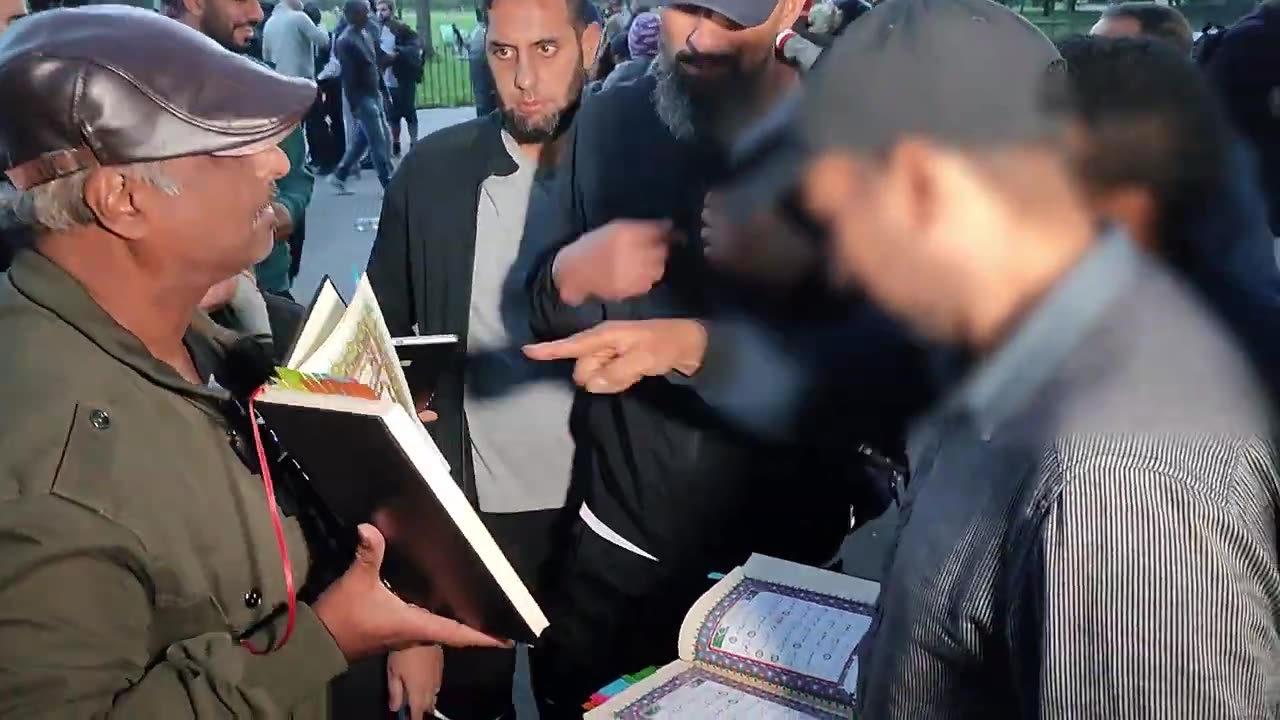 Muslims Meltdown_ Different Arabic Qurans with different Arabic words on display