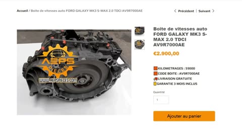 AEPSPIECES.COM - Boite de vitesses auto FORD GALAXY MK3 S-MAX 2.0 TDCI AV9R7000AE