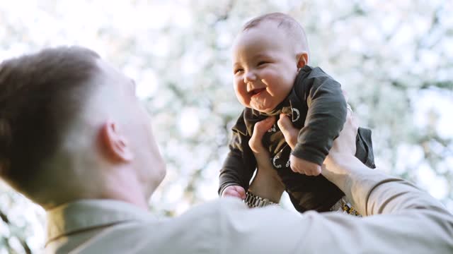 Father and child enjoying happy moments