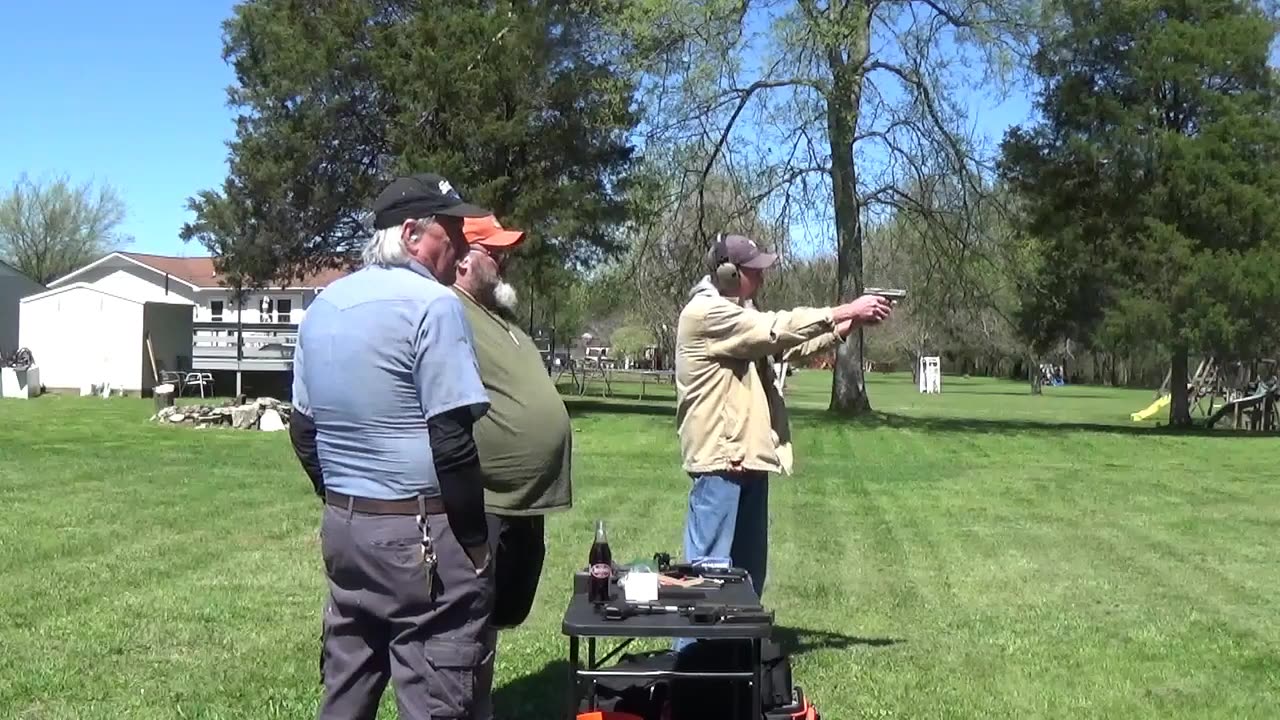 Pew Pew. Ejected brass lands in shirt pocket