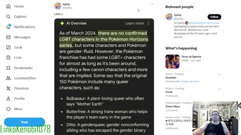 Google AI spreading LGBTQ+ nonsense into Pokémon and others
