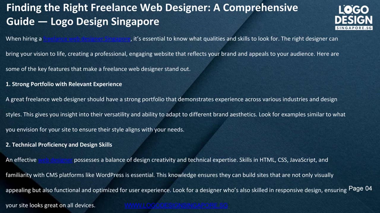 Finding the Right Freelance Web Designer: A Comprehensive Guide — Logo Design Singapore