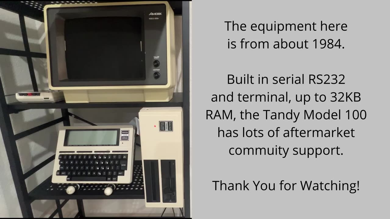 Tandy Model 100/102 DVI (Disk/Video Interface) live usage demonstration